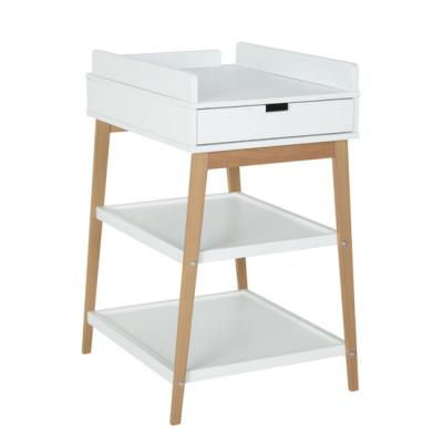 QUAX Table &agrave; langer Hip avec tiroir Blanc/Naturel
