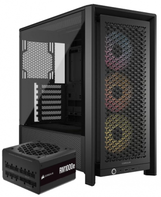 CORSAIR Bo&icirc;tier PC  Frame 4000D RS ARGB Noir + ATX 1000W-RM1000e Gold 