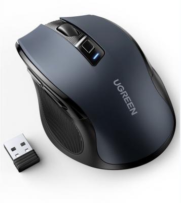 UGREEN Souris PC  MU006 Ergonomic - Ss fil/Bluetooth/USB/2.4GHz/Noir 