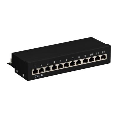 GOOBAY  69307 CAT 6 Panneau de Brassage Mini/Bureau, Noir, 12 Ports