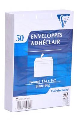 CLAIREFONTAINE Paquet De 50 Enveloppes - Blanches - C6 114x162mm - Auto-Adh&eacute;sive - 