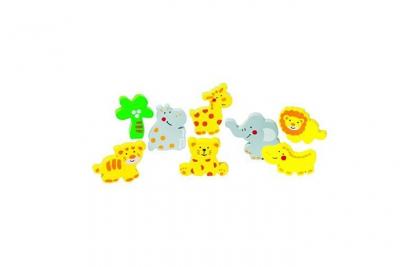 GOKI  - 2041592 - Puzzle En Bois &Agrave; Encastrement - Animaux Sauvages - 8 Pi&egrave;ces