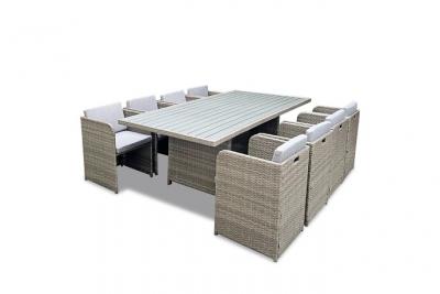 AVRIL PARIS Table de jardin encastrable 8 places en aluminium