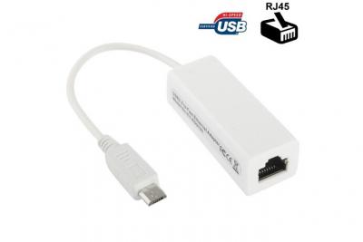 YONIS Adaptateur Ethernet RJ45 Micro USB smartphone tablette tactile blanc