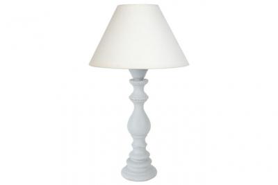 TOSEL BAGNOLET - Lampe de chevet colonne bois blanc cerrus&eacute;