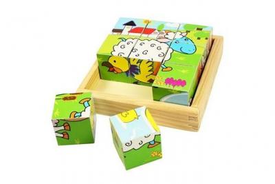 BIGJIGS  -  Puzzle bois 9 Cubes Animaux