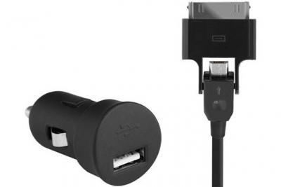 BLUEWAY Chargeur allume-cigare 1A pour iPhone/iPod et t&eacute;l&eacute;phones micro USB Noir 