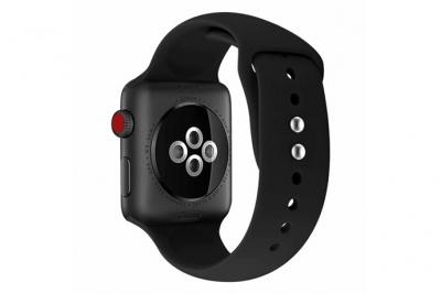  Bracelet en silicone boucle double noir pour votre Apple Watch Series 4 44mm/Series 3 2 1 42mm 
