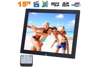 YONIS Cadre photo num&eacute;rique 15 pouces led carte sd mp3 t&eacute;l&eacute;commande noir