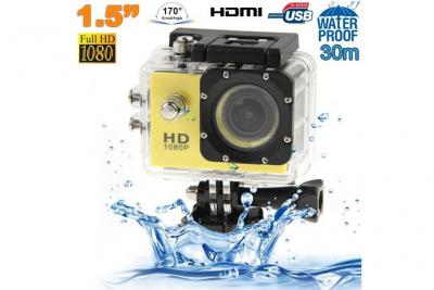 YONIS Camera embarqu&eacute;e sport lcd caisson &eacute;tanche waterproof 12 mp full hd 1080p jaune 