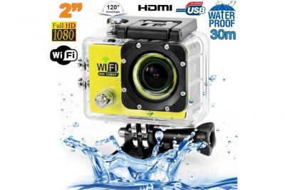 YONIS Camera embarqu&eacute;e sports wi-fi lcd caisson &eacute;tanche waterproof 12 mp full hd jaune 
