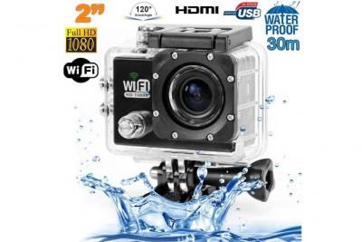 YONIS Camera Embarqu&eacute;e Sports Wi-Fi LCD Caisson &Eacute;tanche Waterproof 12 Mp Full HD Noir 