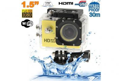 YONIS Cam&eacute;ra wifi sport embarqu&eacute;e plong&eacute;e caisson cam&eacute;scope 12mp full hd 1080p jaune 