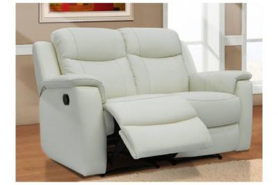 VENTE UNIQUE Canap&eacute; 2 places relax evasion en cuir - blanc ivoire - Ivoire