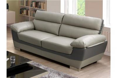 VENTE UNIQUE Canap&eacute; 3 places en cuir francesca - Taupe - Taupe