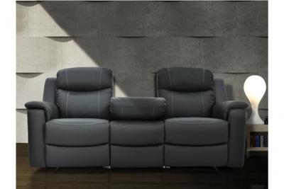 VENTE UNIQUE Canap&eacute; 3 places relax EVASION en cuir - Gris 