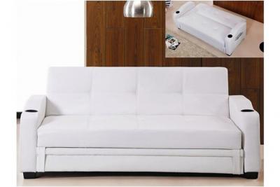 VENTE UNIQUE Canap&eacute; convertible clic clac en simili mirella - Blanc - Blanc