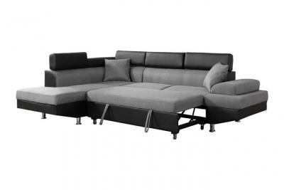 HABITAT ET JARDIN Canap&eacute; d'angle convertible ""Sophia luxe"" - Noir / Gris - Angle gauche