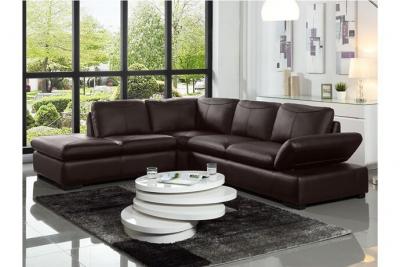 VENTE UNIQUE Vente-unique Canap&eacute; d'angle en cuir ONYX II - Marron - Angle gauche