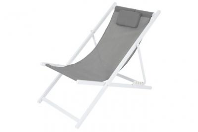 WADIGA Chaise longue pliante chilienne blanc et gris anthracite 91x61x101cm