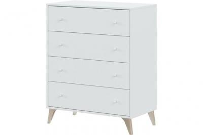 Commode - PEGANE - Blanc artic - 4 tiroirs - Style scandinave