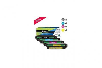 TONER SERVICES Compatible HP 507X/507A et Canon 732 Pack de 4 toners Noir et couleurs