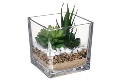 Composition ""plante artificielle"" 15cm transparent