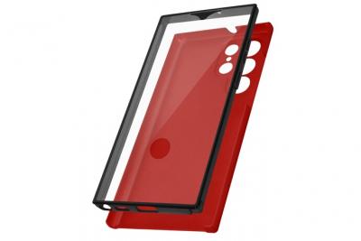 AVIZAR Coque pour Samsung Galaxy S22 Ultra Int&eacute;grale Arri&egrave;re Rigide Transparent et Avant Souple rouge 
