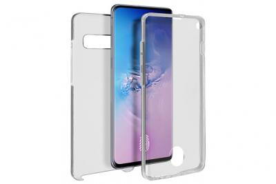 AVIZAR Coque pour Samsung Galaxy S10 Protection 360&deg; Rigide + Avant Silicone transparent 