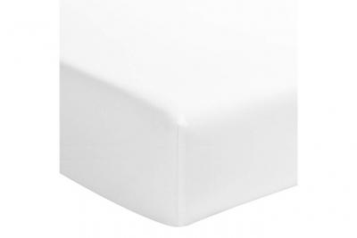 TERRE DE NUIT Drap housse blanc 100% satin de coton bonnet 40 cm 160x200 cm - Blanc