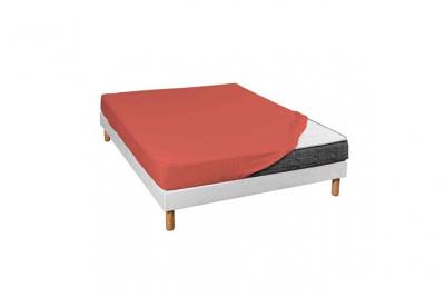 TERRE DE NUIT Drap housse jersey orange terracotta bonnet 30 cm 70/80x190/200