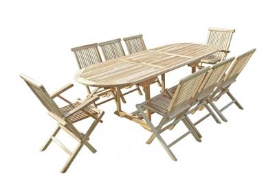 C&L JARDIN Ensemble salon de jardin en teck MAHUI 6 chaises 2 fauteuils
