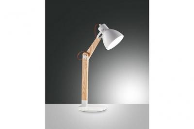 FABAS LUCE  Sveva Lampe de Bureau Blanc / Verre Bois de Fr&ecirc;ne, E27