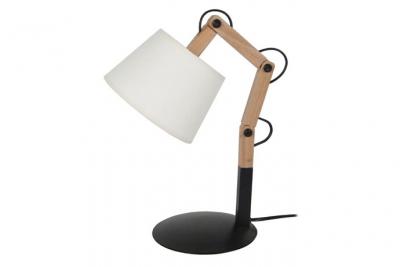 TOSEL FREKI - Lampe de chevet articul&eacute; bois noir,naturel et &eacute;cru