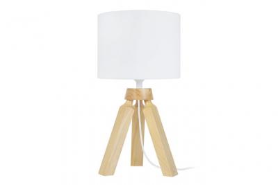 TOSEL GABY - Lampe de chevet tr&eacute;pied bois naturel et &eacute;cru