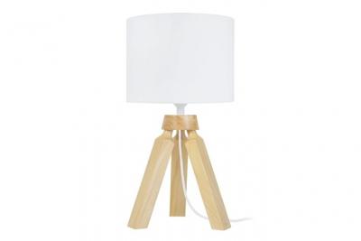 TOSEL GABY (Lot 2 Pcs) - Lampe de chevet tr&eacute;pied bois naturel et &eacute;cru