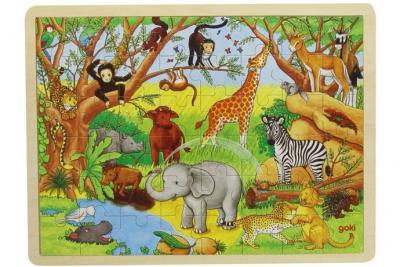  Goki - 2041640 - Puzzle En Bois &Agrave; Encastrement - Afrique - 48 Pi&egrave;ces