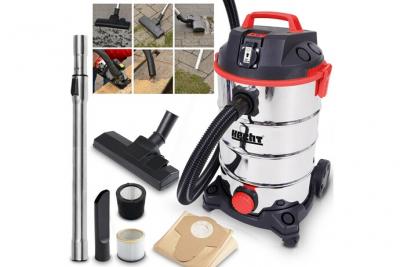 HECHT Aspirateur Industriel tout usage  8335 Z - Puissant 1400W - R&eacute;cipient en acier inoxydable 35L