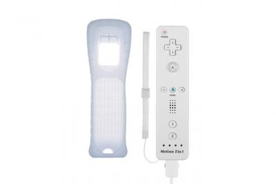 HOBBY TECH Hobbytech T&eacute;l&eacute;commande Wiimote Plus (Motion Plus Int&eacute;gr&eacute;) Pour Nintendo Wii Et Wii U Blanche Avec Etui De Protection En Silicone