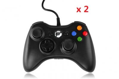 QUMOX Manette de jeu -  - Xbox 360 - Filaire - Lot de 2 - Compatible PC Windows