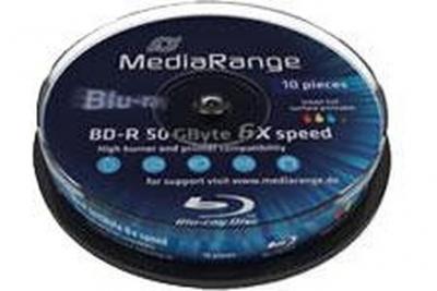 MEDIARANGE  MR509 Lot de 10 BD-R DL 50 Go, vitesse 6 x, blanc