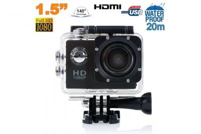 YONIS Cam&eacute;ra sport action &eacute;tanche ECRAN 1.5'' HD 1080p grand angle 140&deg; Noir