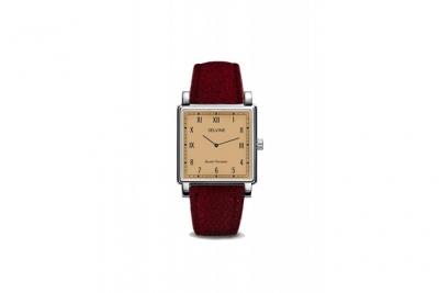 SELVINE Montre Femme  Cadran 28 mm En Alliage Beige Et Bracelet Burgundy En Tweed SCHE5