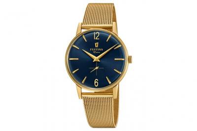 FESTINA Montre  homme Extra acier dor&eacute; bracelet milanais F20253/2