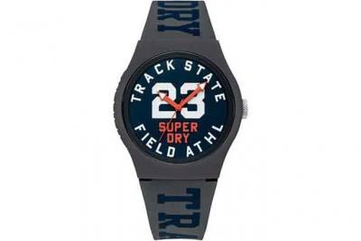 SUPERDRY Montre  SYG182UE - Montre Silicone Grise Cadran Bleu Homme