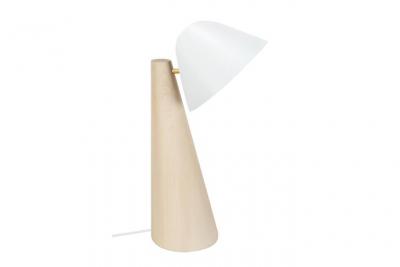TOSEL NELLA - Lampe de bureau conique bois naturel et blanc