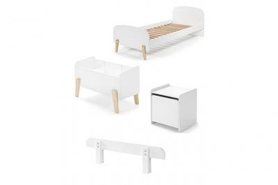 Vipack KIDDY Lit simple + Chevet + Barri&egrave;re de lit + Coffre &agrave; jouets