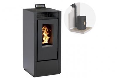 INTERSTOVES Pack Po&ecirc;le &agrave; granules MARINA 11KW Etanche + Kit Conduit Ventouse - Noir