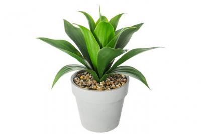 PEGANE Plante artificielle en ciment et plastique, gris - Dim : L.28 x l.28 x H.34 cm 