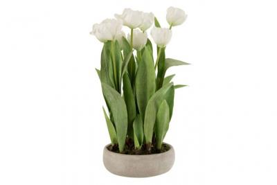 Plante Artificielle en Pot Tulipes 46cm Blanc